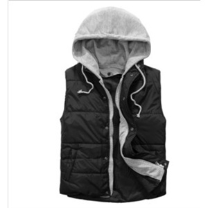 经典款 连帽可脱卸 假两件亮面背心 马甲 1087
