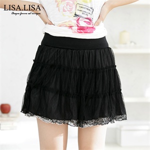 LISALISA/丽莎.丽莎 黑色蕾丝两面可穿小短裙 LS06050