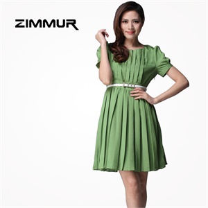 ZIMMUR 夏装 春装 高腰拼接修身 连衣裙 Z12XQW445G0 显瘦