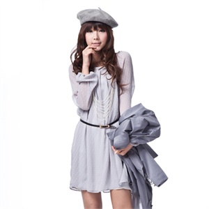 GIULIE 春装新品2011韩版雪纺连衣裙 提花圆领女装裙子SD-013