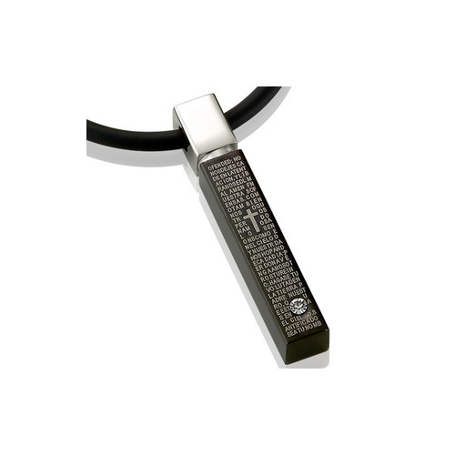 柏羽男士钛钢吊坠项坠项链十字架经文316l钛钢