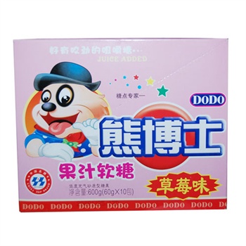 徐福记(糖包)熊博士60果汁软糖(草莓)(60g*10袋)