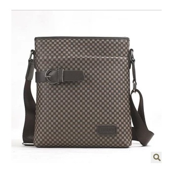 cd 男包包 韩版英伦棕色格子男包单肩包斜挎包