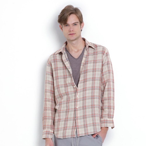 双层微妙格长袖衬衣 浅橙 m 009759