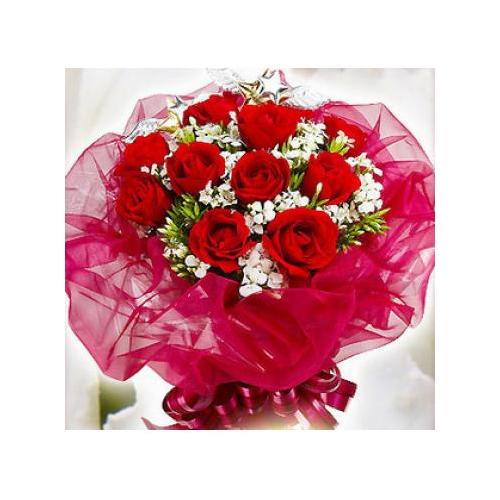 花集鲜花速递 10朵红玫瑰 爱情鲜花 爱的时刻 镇江鲜花预订/送花