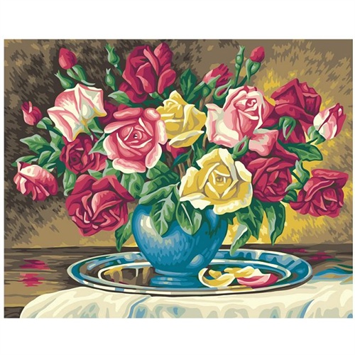 华庭丽娜数字油画 diy手绘油画 花卉 客厅风景情侣装饰画4050牡丹